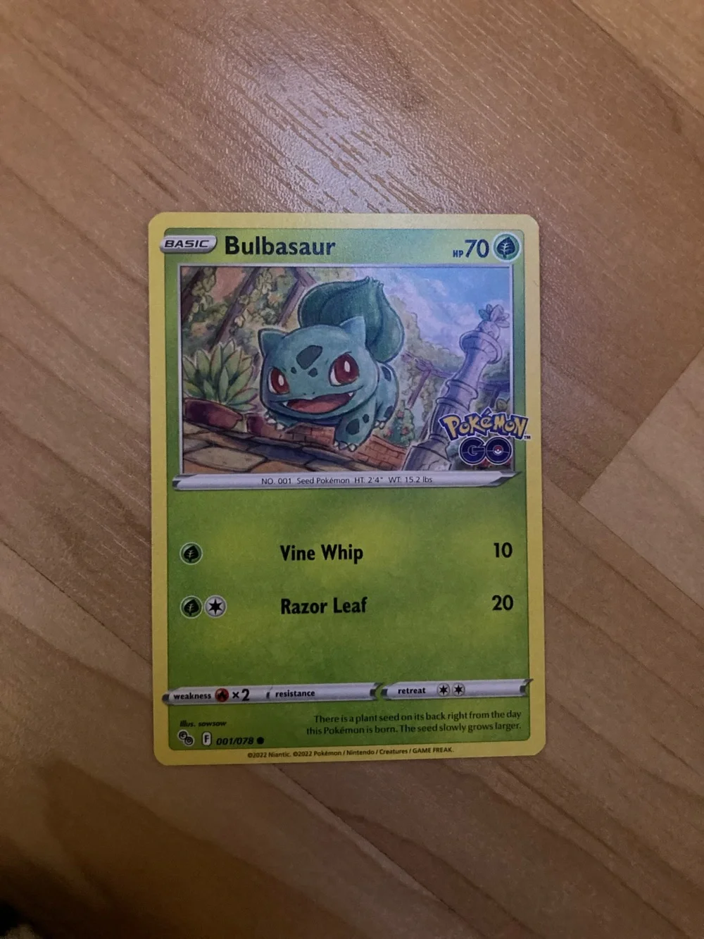 Pokemon Bulbasaur Green Yellow Trading Card